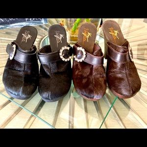 New “very volatile” pony fur wooden heel  clogs